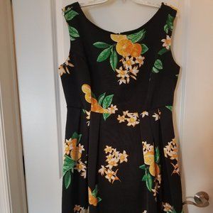 New York & Company Eva Mendes lemon print sundress with pockets size 12